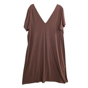 UNIVERSAL STANDARD Women Short Sleeve Aubrey Sleep Dress Sz M Brown 42-10